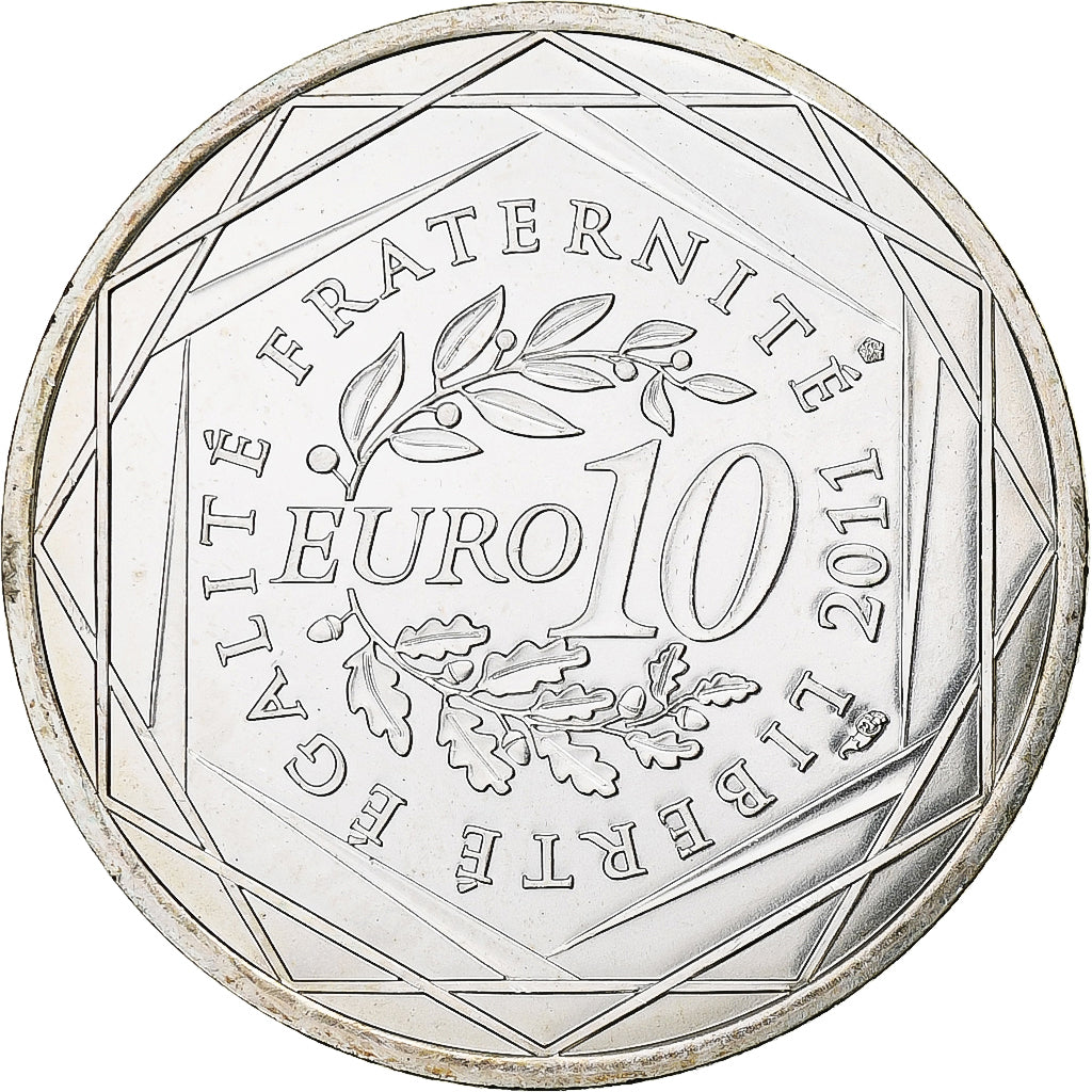 France, 10 Euro, Centre, 2011, Paris, Centre, MS(60-62), Silver, KM:1732