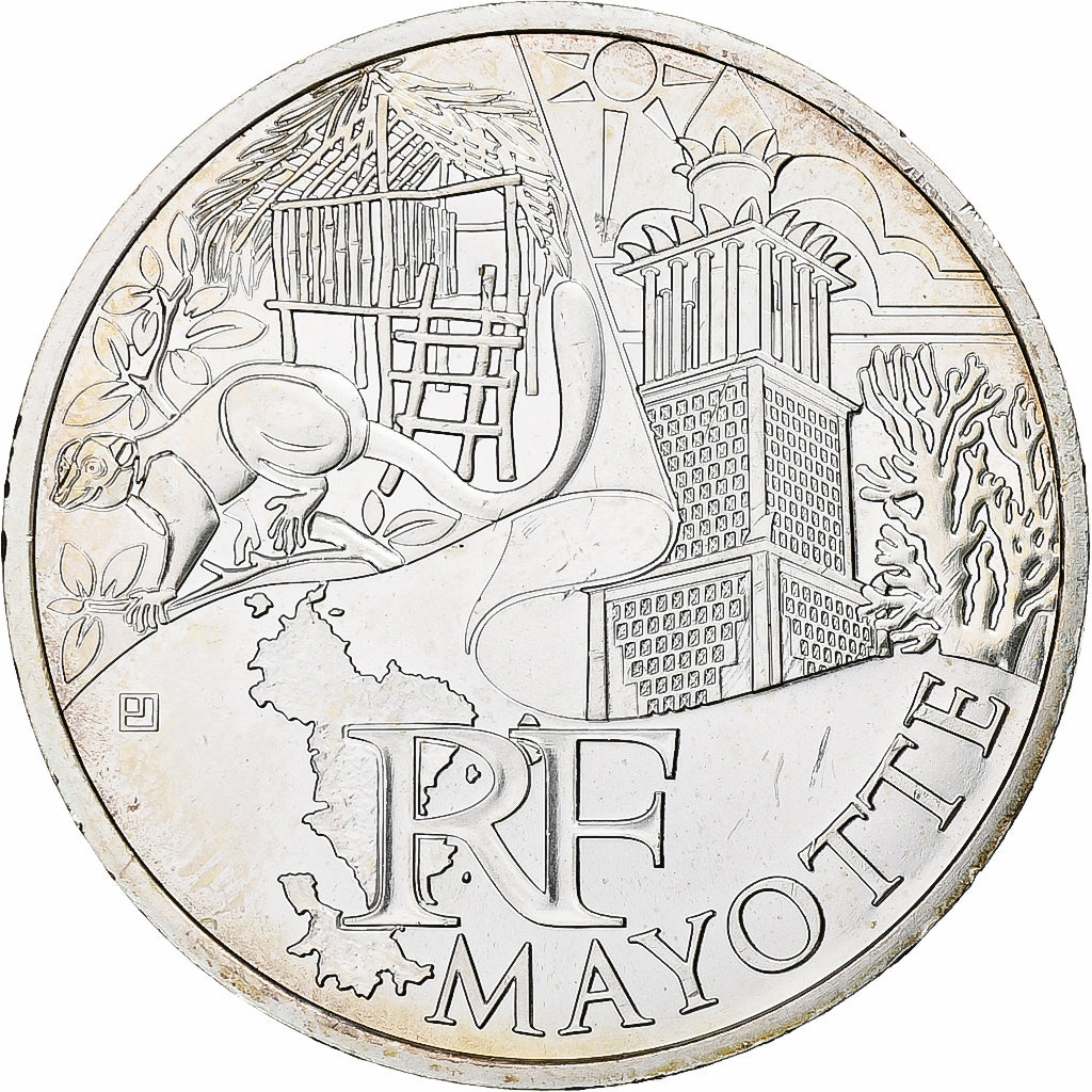 France, 10 Euro, Mayotte, 2011, Paris, MS(63), Silver, KM:1726
