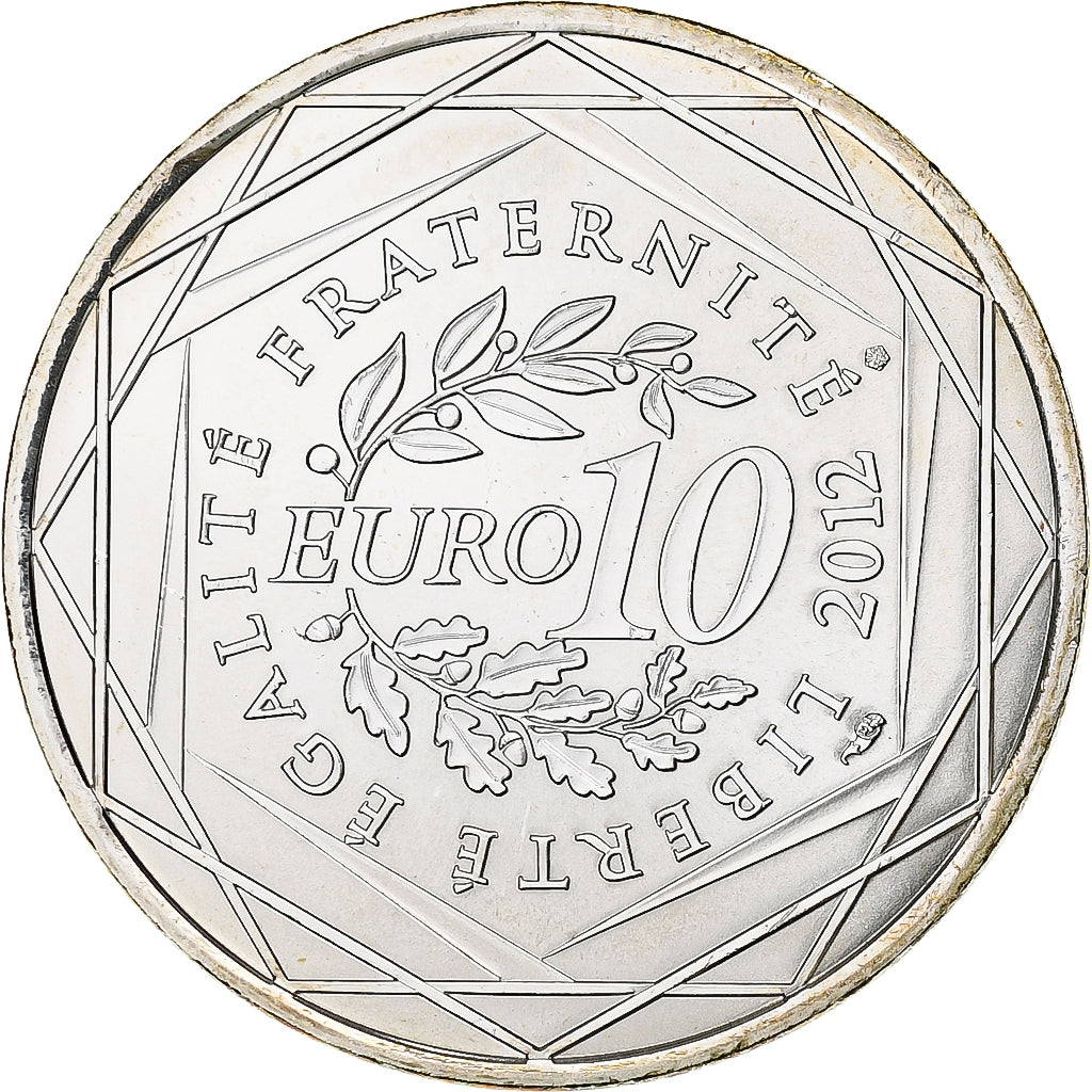 France, 10 Euro, Rhône Alpes, 2012, Paris, MS(64), Silver, Gadoury:EU514