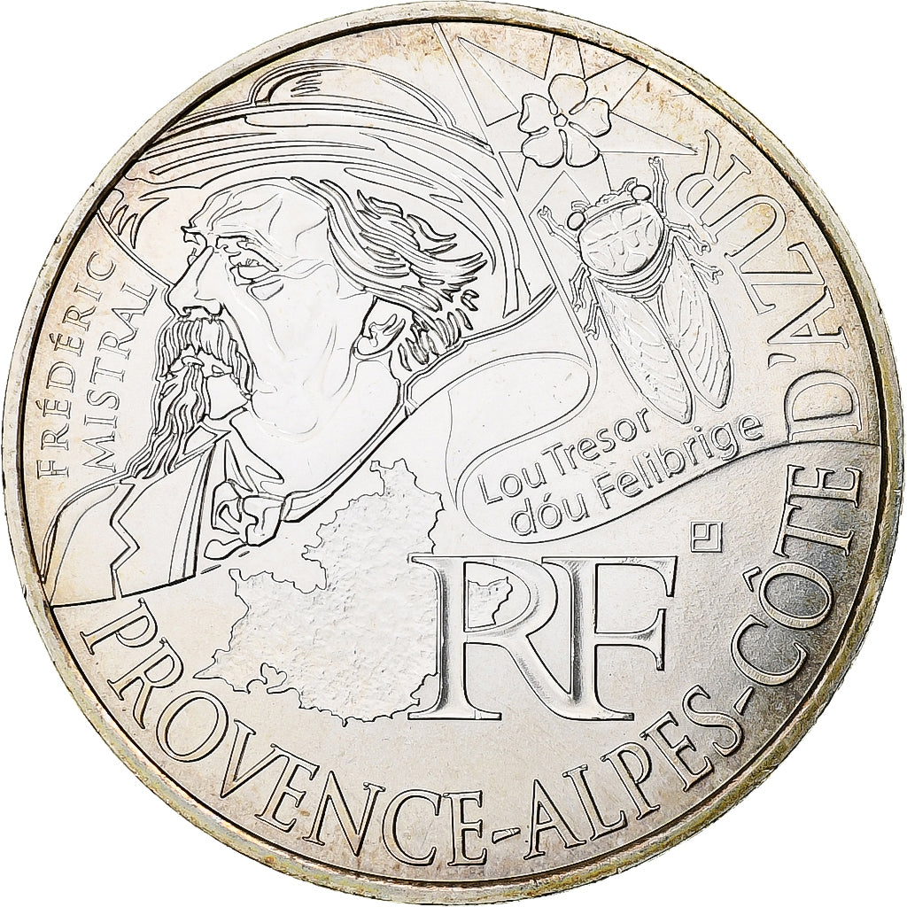 France, 10 Euro, Provence-Alpes-Cote d'Azur, 2012, Paris, SPL+, Argent, KM:1884