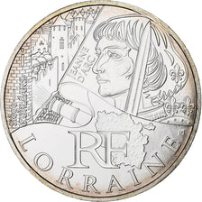 France, 10 Euro, Euros des régions, 2012, Paris, Lorraine, MS(63), Silver