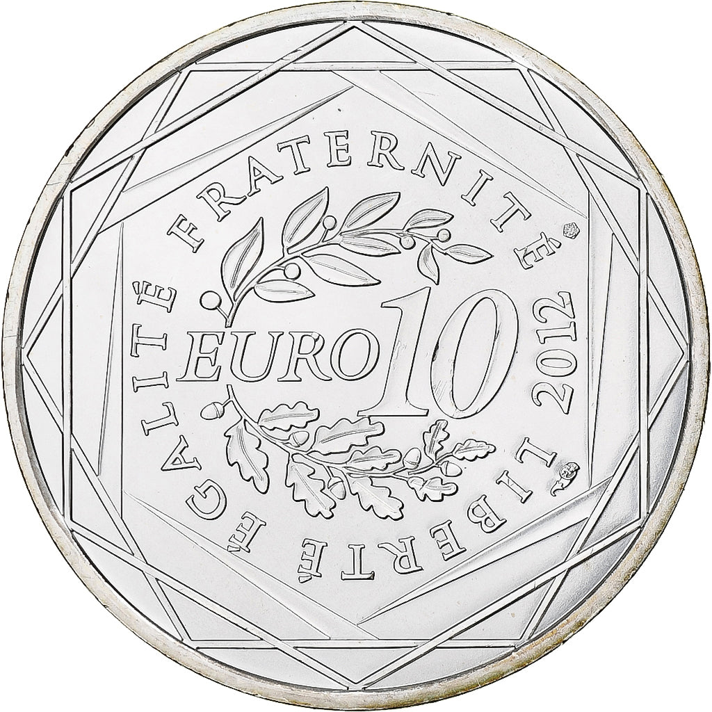 France, 10 Euro, Centre, 2012, Paris, Silver, MS(63), Gadoury:EU514, KM:1868