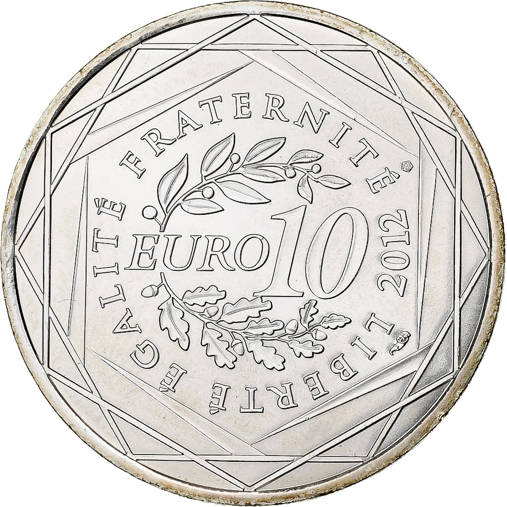 Francja, 10 Euro, Champagne-Ardenne, 2012, Paris, MS(63), Srebro, KM:1869