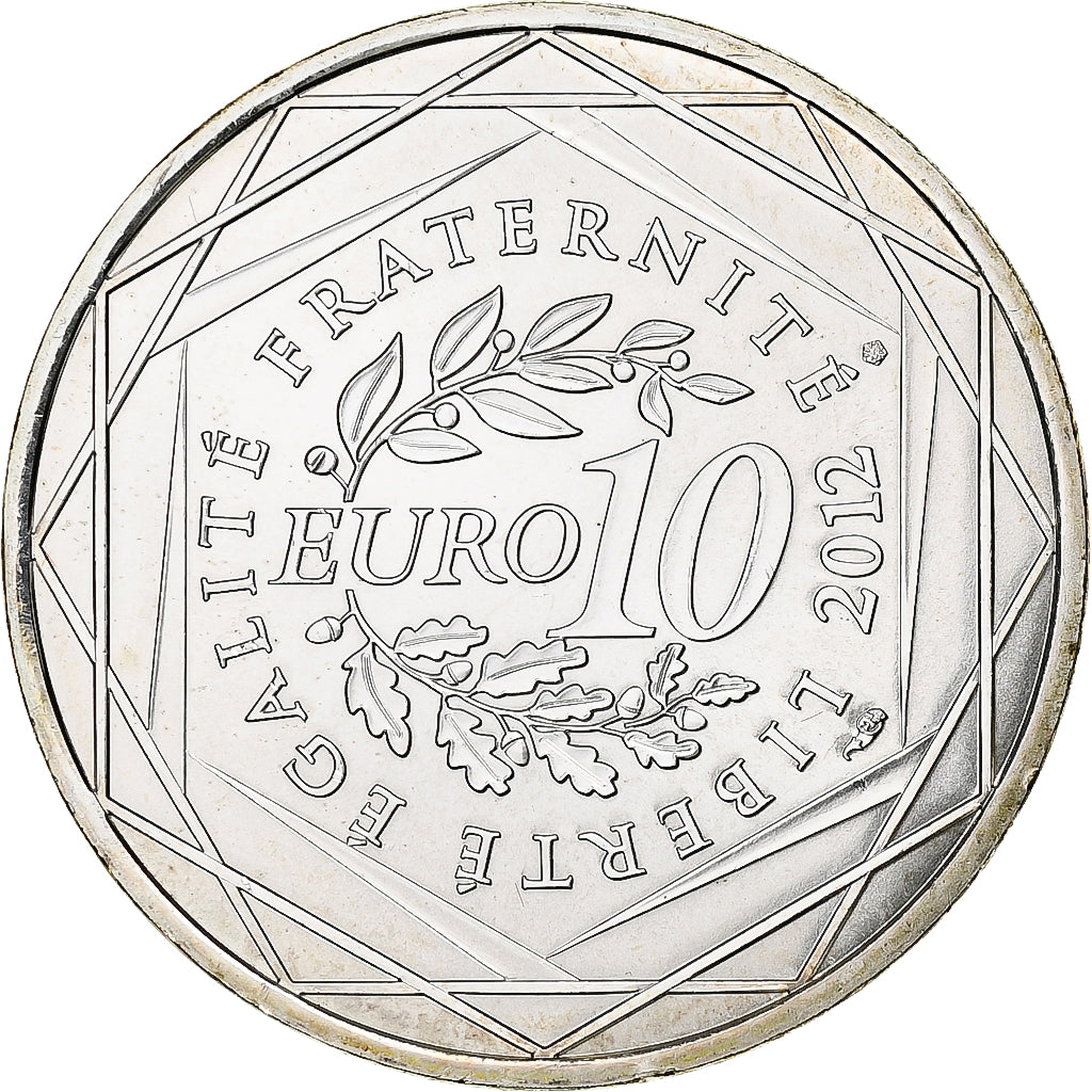 Francja, 10 Euro, Réunion, 2012, Paris, MS(63), Srebro, Gadoury:EU514, KM:1885