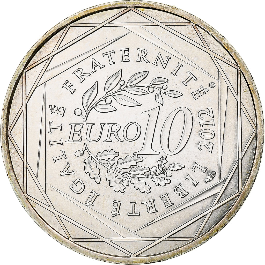 Francja, 10 Euro, Mayotte, 2012, Paris, MS(63), Srebro, Gadoury:EU514, KM:1862
