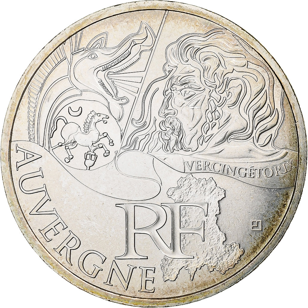 Francja, 10 Euro, Auvergne, 2012, Paris, MS(63), Srebro, Gadoury:EU514, KM:1864