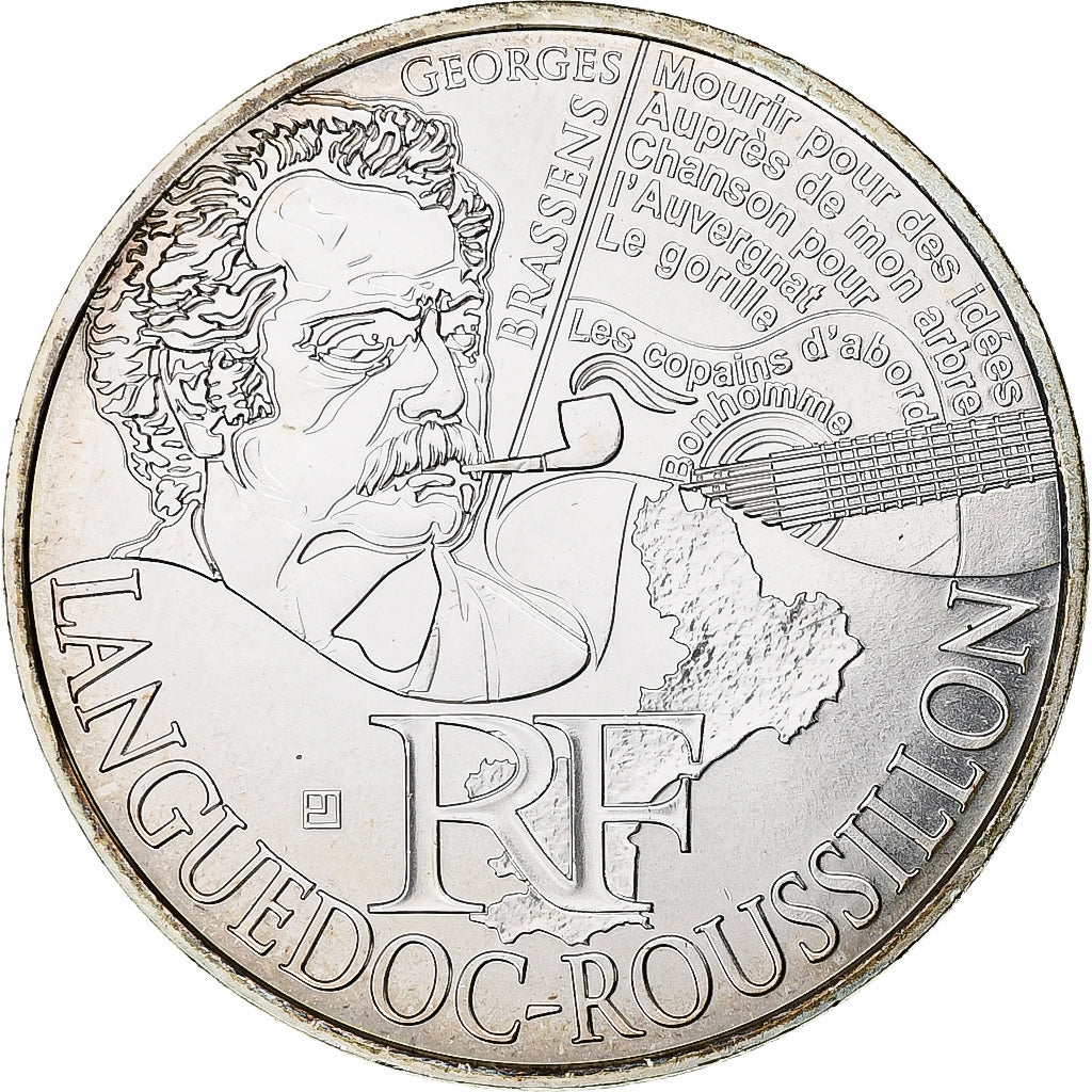 Francja, 10 Euro, Languedoc-Rousillon, 2012, Paris, MS(63), Srebro