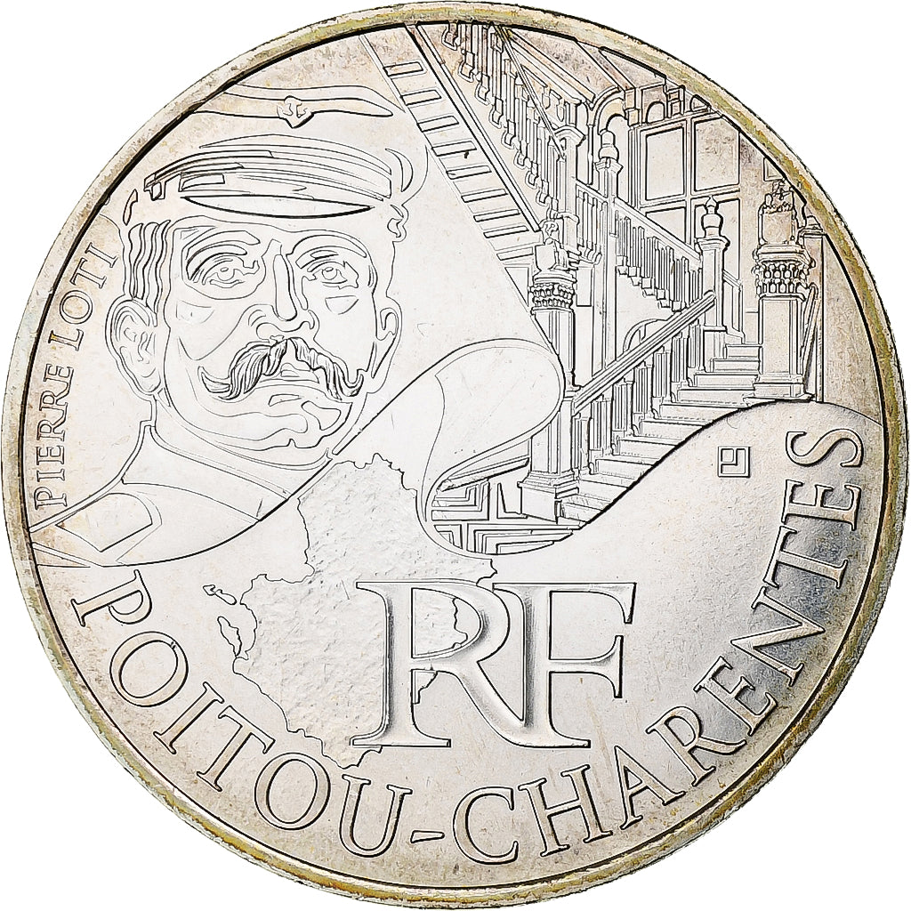 France, 10 Euro, Poitou-Charentes, 2012, Paris, MS(63), Silver, KM:1883