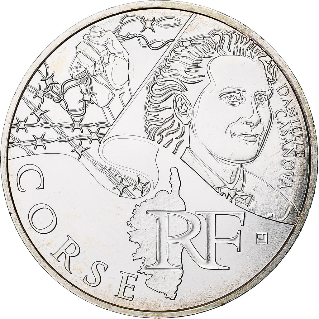 France, 10 Euro, Corse, 2012, Paris, MS(60-62), Silver, KM:1876