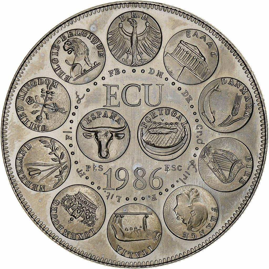 França, medalha, Ecu Europa, Marianne, 1986, Rodier, MS(63), Cobre-níquel