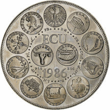França, medalha, Ecu Europa, Marianne, 1986, Rodier, MS(63), Cobre-níquel