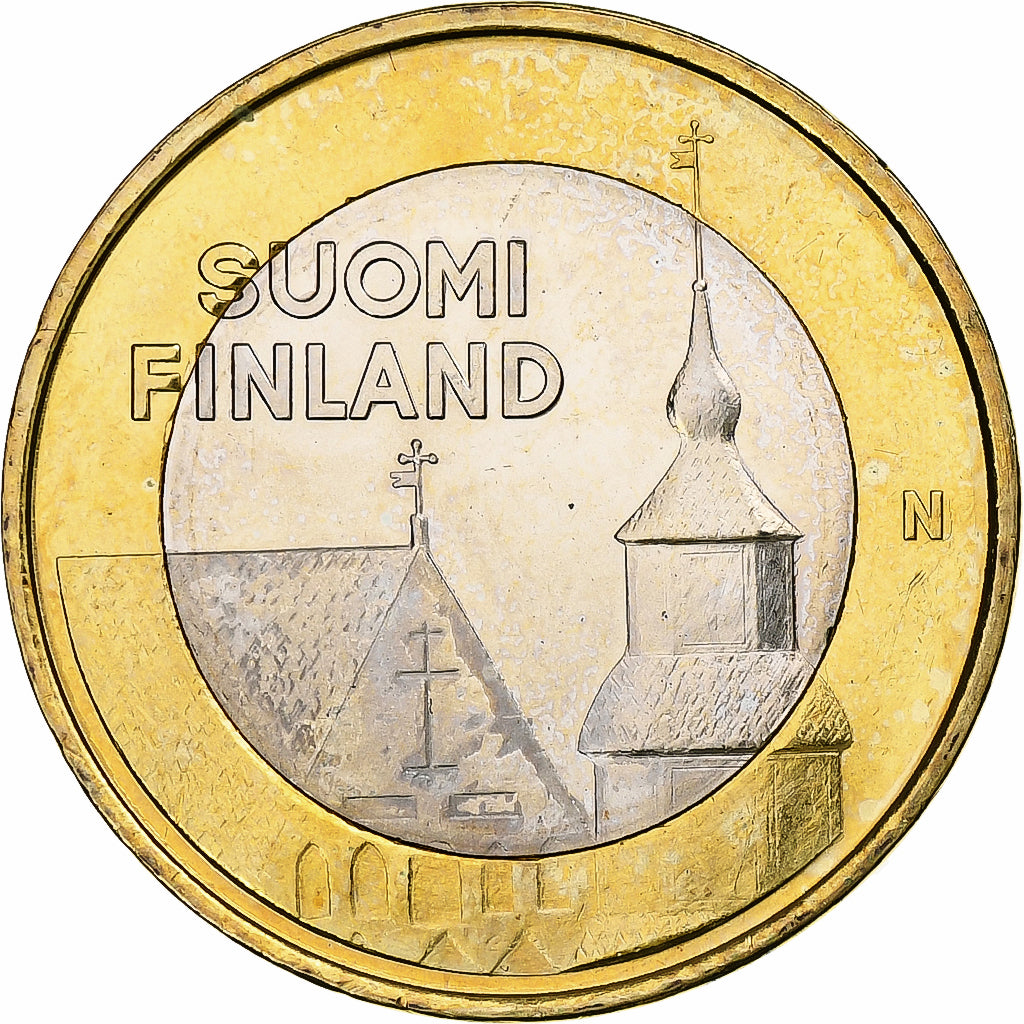 Finlande, 5 Euro, Église de St Laurent en Häme, 2013, SUP+, Bimétallique