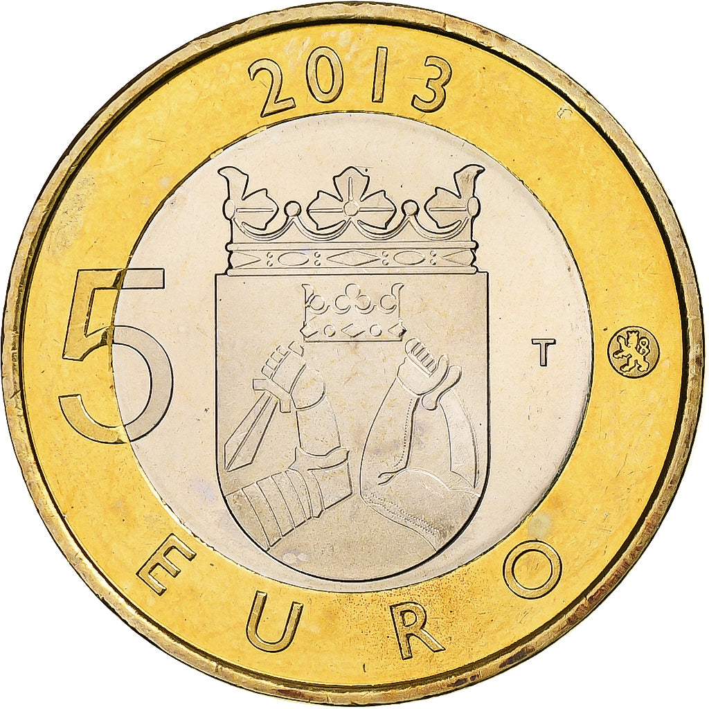 Finland, 5 Euro, Le barrage d'Imatrankoski, 2013, MS(63), Bi-Metallic