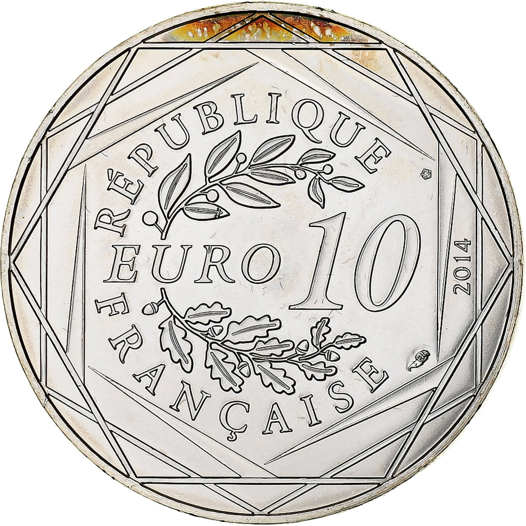 France, 10 Euro, Liberté Automne Sempé, 2014, FDC, MS(63), Silver