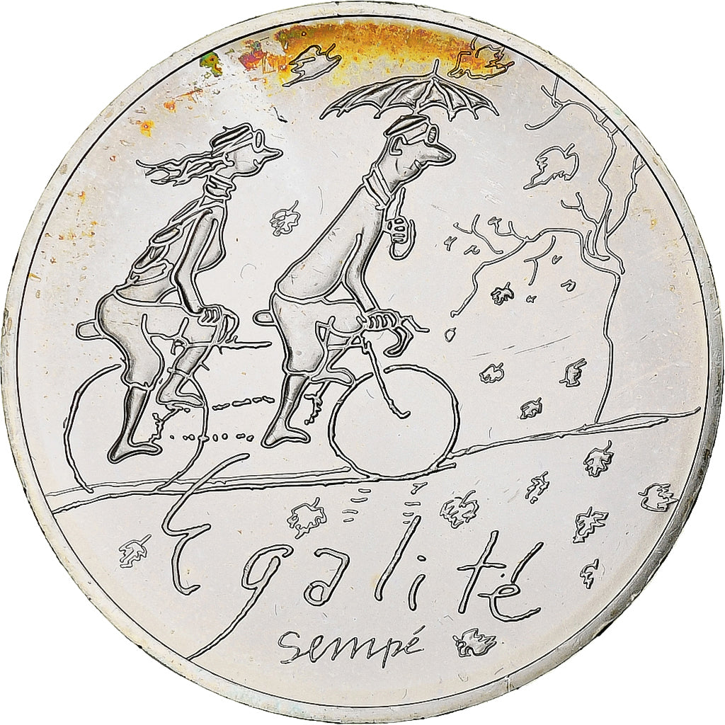 France, 10 Euro, 2014, Sempé Egalité Automne, MS(63), Silver