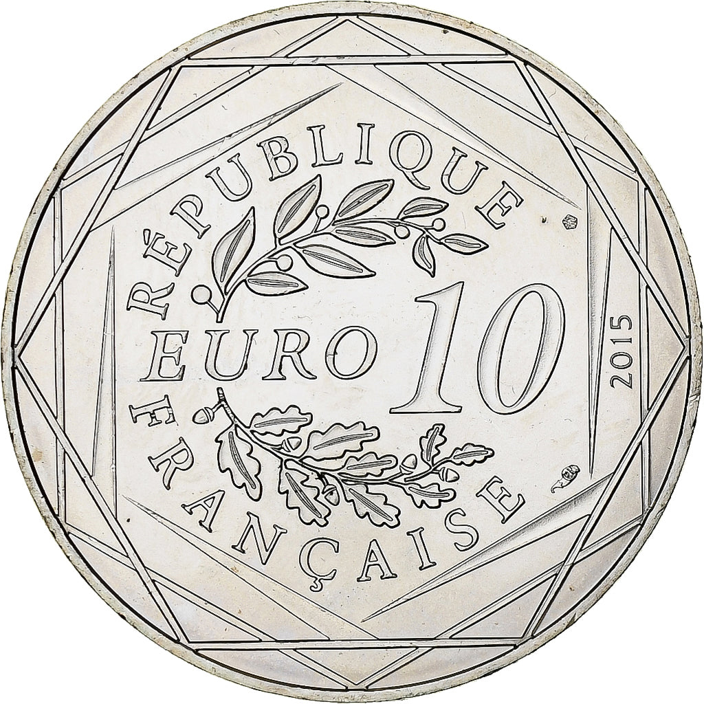 France, 10 Euro, Liberté Astérix, Obélix, 2015, Paris, MS(63), Silver