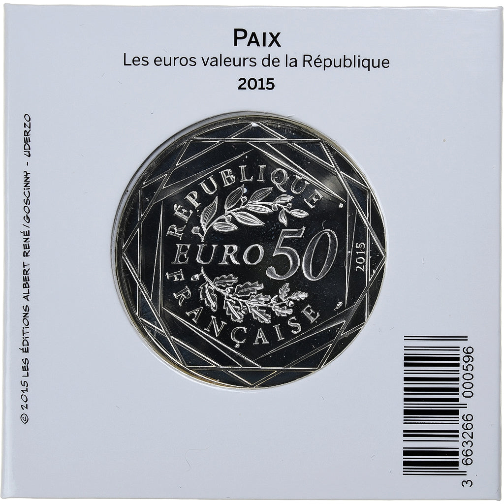 France, 50 Euro, Astérix et la paix, 2015, Monnaie de Paris, MS(65-70), Silver