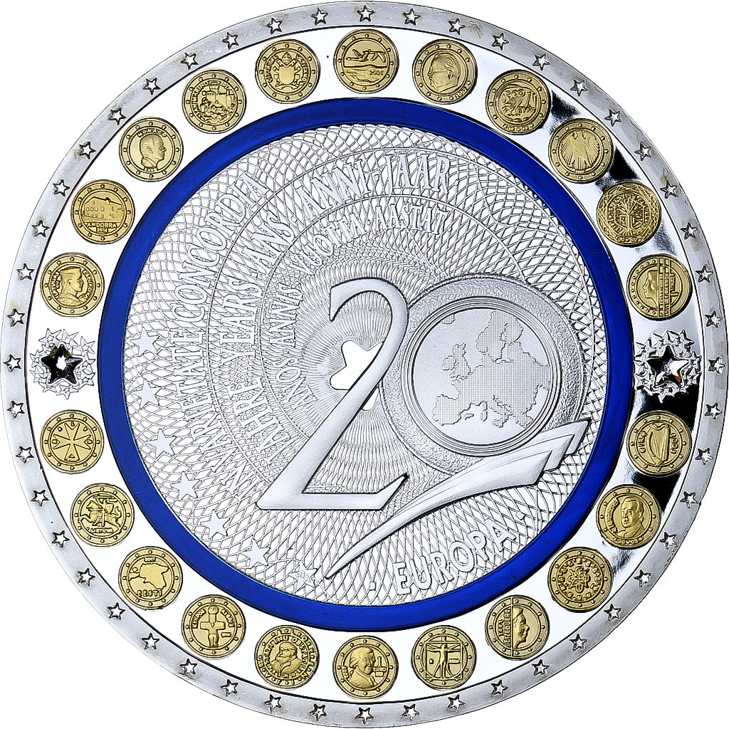 Francia, medaglia, 20 Ans de l'Euro, 2018, FDC, Cuivre plaqué argent