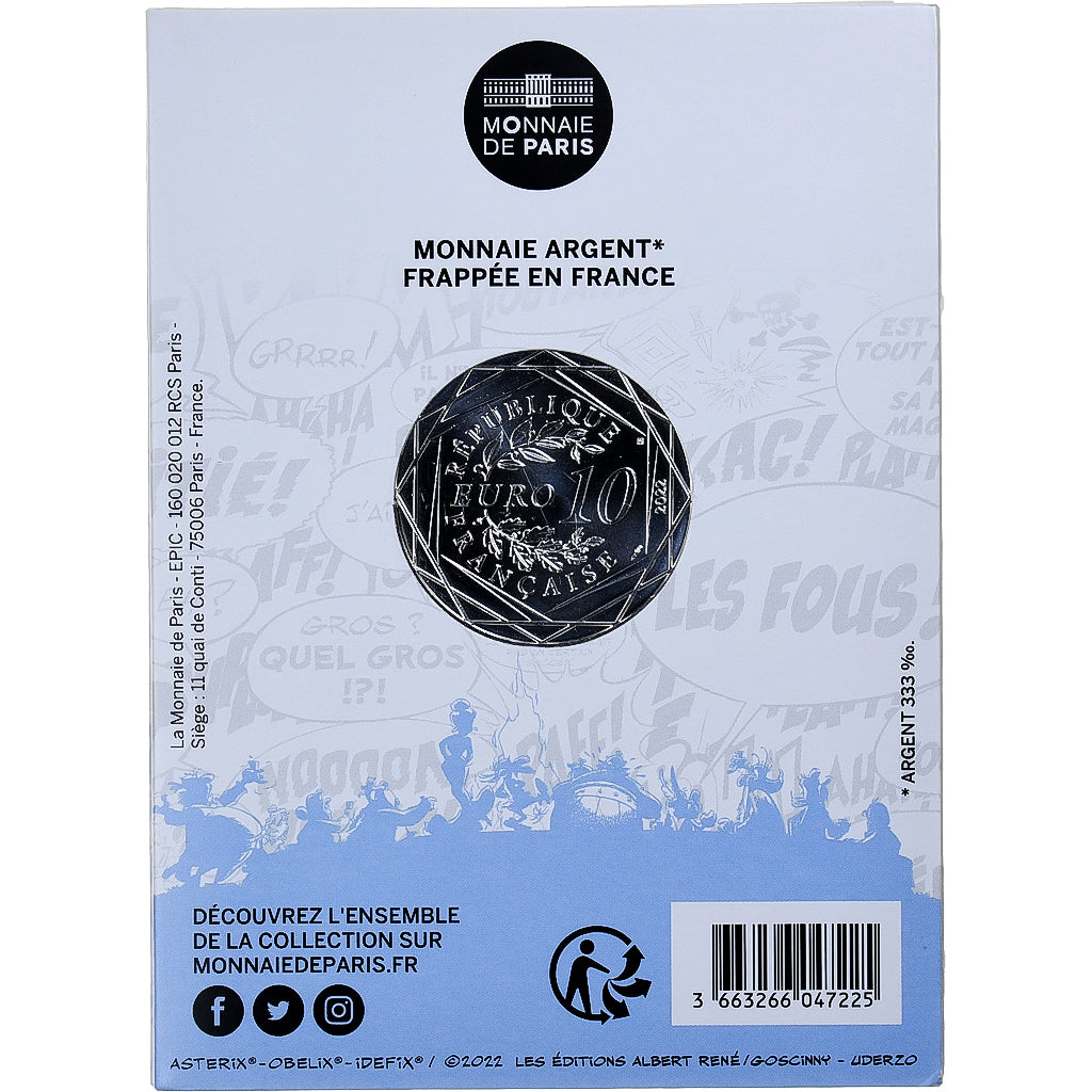 Francia, 10 Euro, 2022, Monnaie de Paris, Astérix - Irrévérence, FDC, Argento