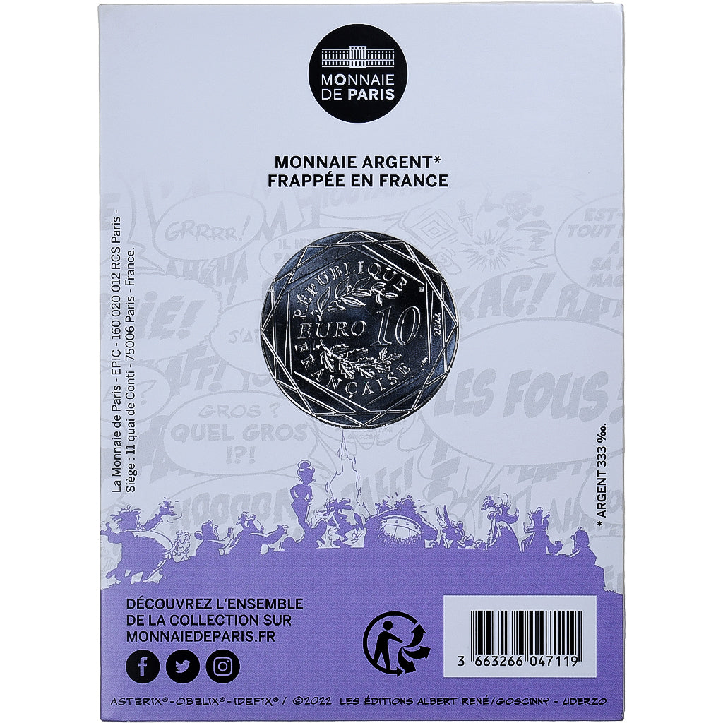 France, 10 Euro, 2022, Monnaie de Paris, Astérix - Voyage, MS(65-70), Silver