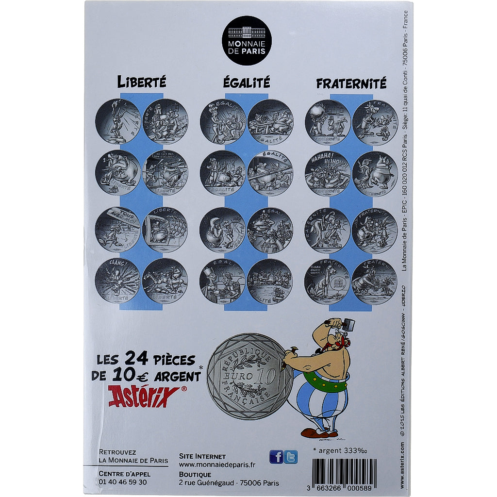 France, Monnaie de Paris, 10 Euro, Astérix Liberté (La serpe d'or), 2015