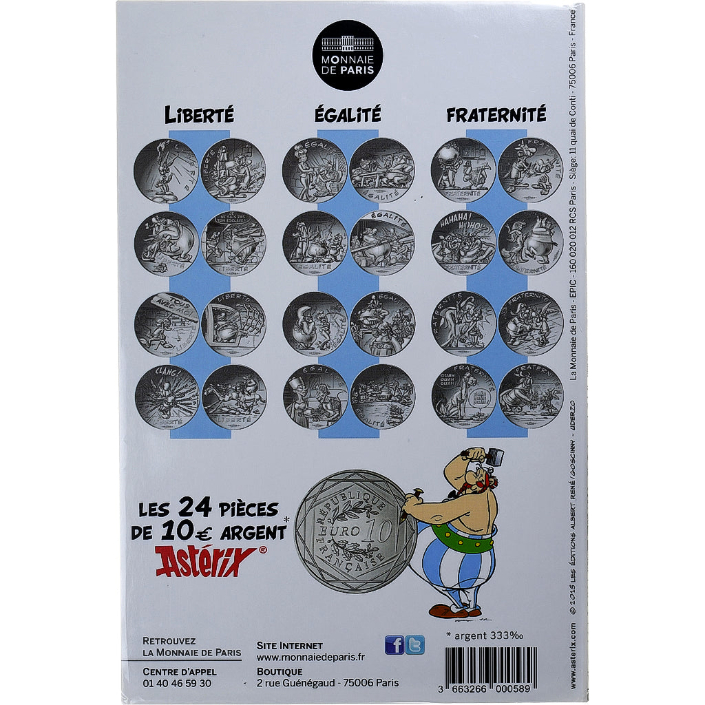 Frankrijk, Parijse munten, 10 Euro, Astérix Égalité (Le Domaine des dieux)