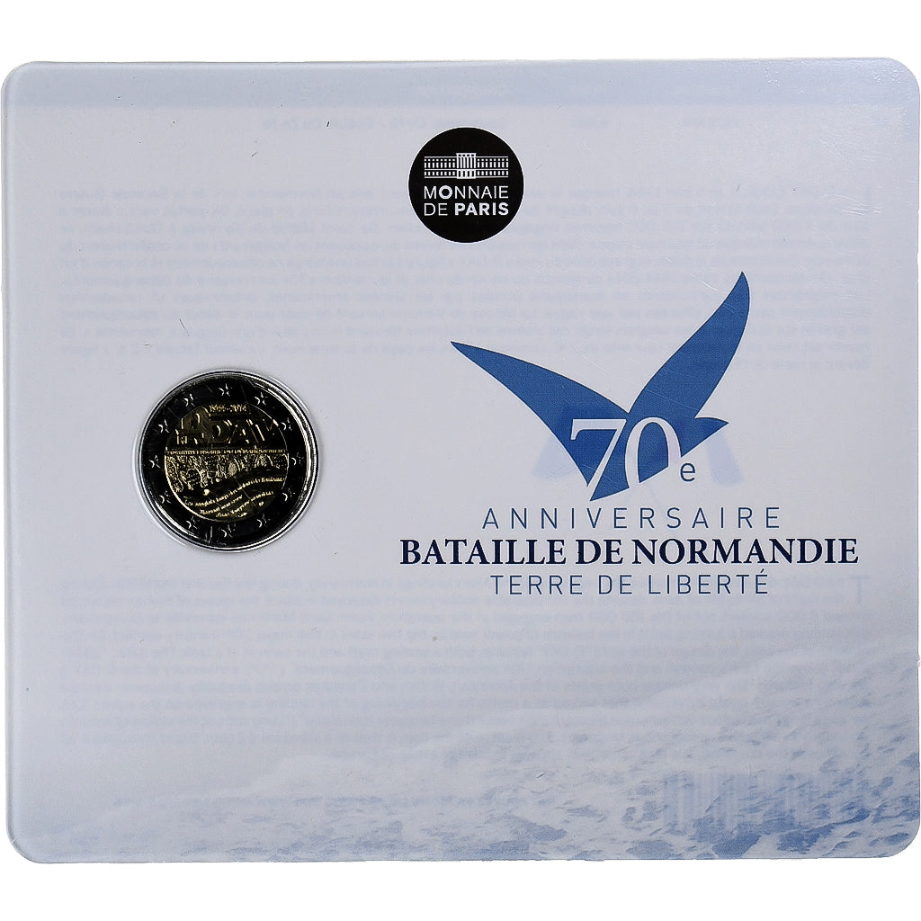 France, 2 Euro, D-day, 2014, Monnaie de Paris, BU, MS(65-70), Bi-Metallic