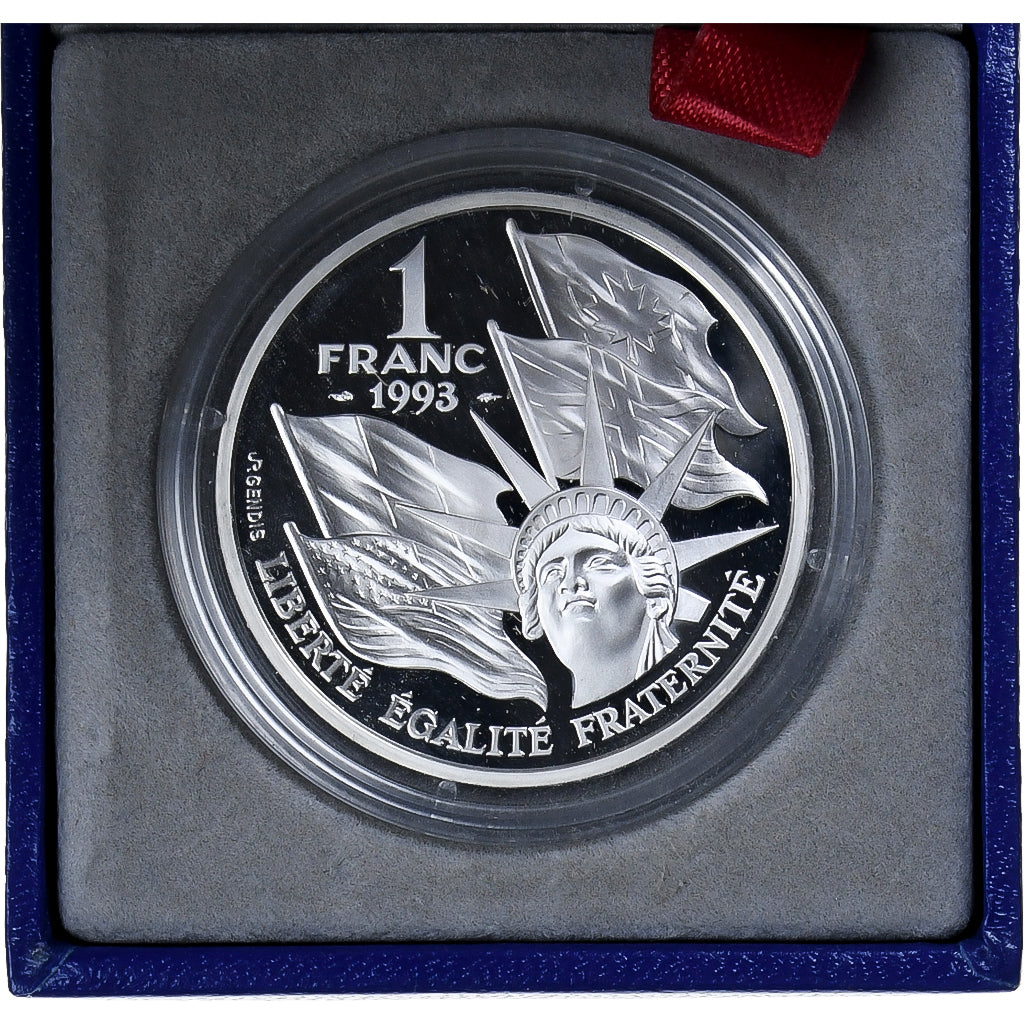 Moneta, Francja, Débarquement, 1 Franc, 1993, Monnaie de Paris, MS(65-70)