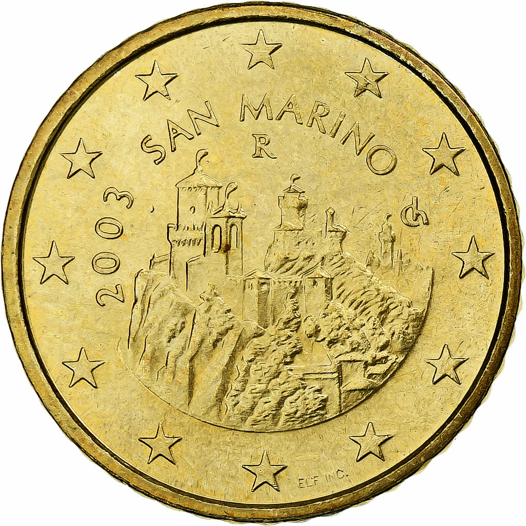 San Marino, 50 Euro Cent, 2003, Rome, MS(63), Brass, KM:445