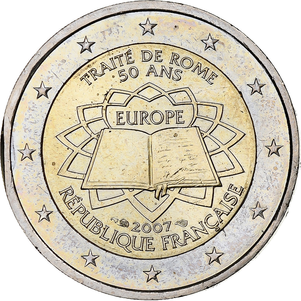 Francja, 2 Euro, Traité de Rome 50 ans, 2007, Paris, MS(60-62), Bimetaliczny