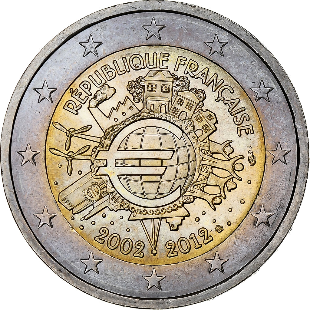 France, 2 Euro, 10 ans de l'Euro, 2012, Paris, SPL, Bimétallique, KM:1846