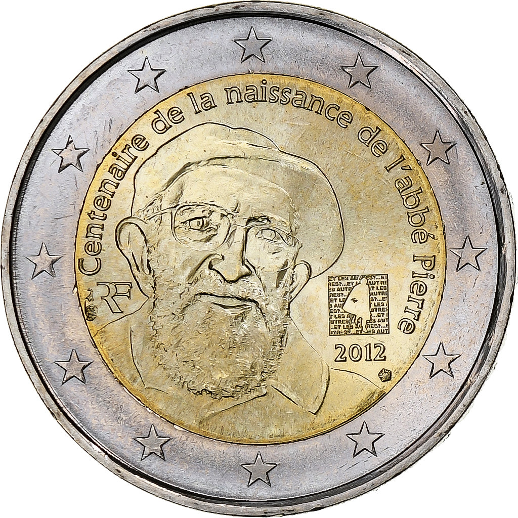 France, 2 Euro, 100 ème anniversaire de la naissance de l' ABBE PIERRE, 2012