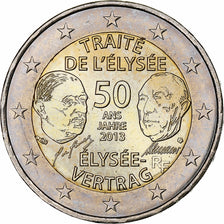 France, 2 Euro, Traité de l'Elysée, 2013, Paris, MS(63), Bi-Metallic