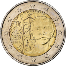 France, 2 Euro, Baron Pierre Coubertin, 2013, Paris, MS(63), Bi-Metallic