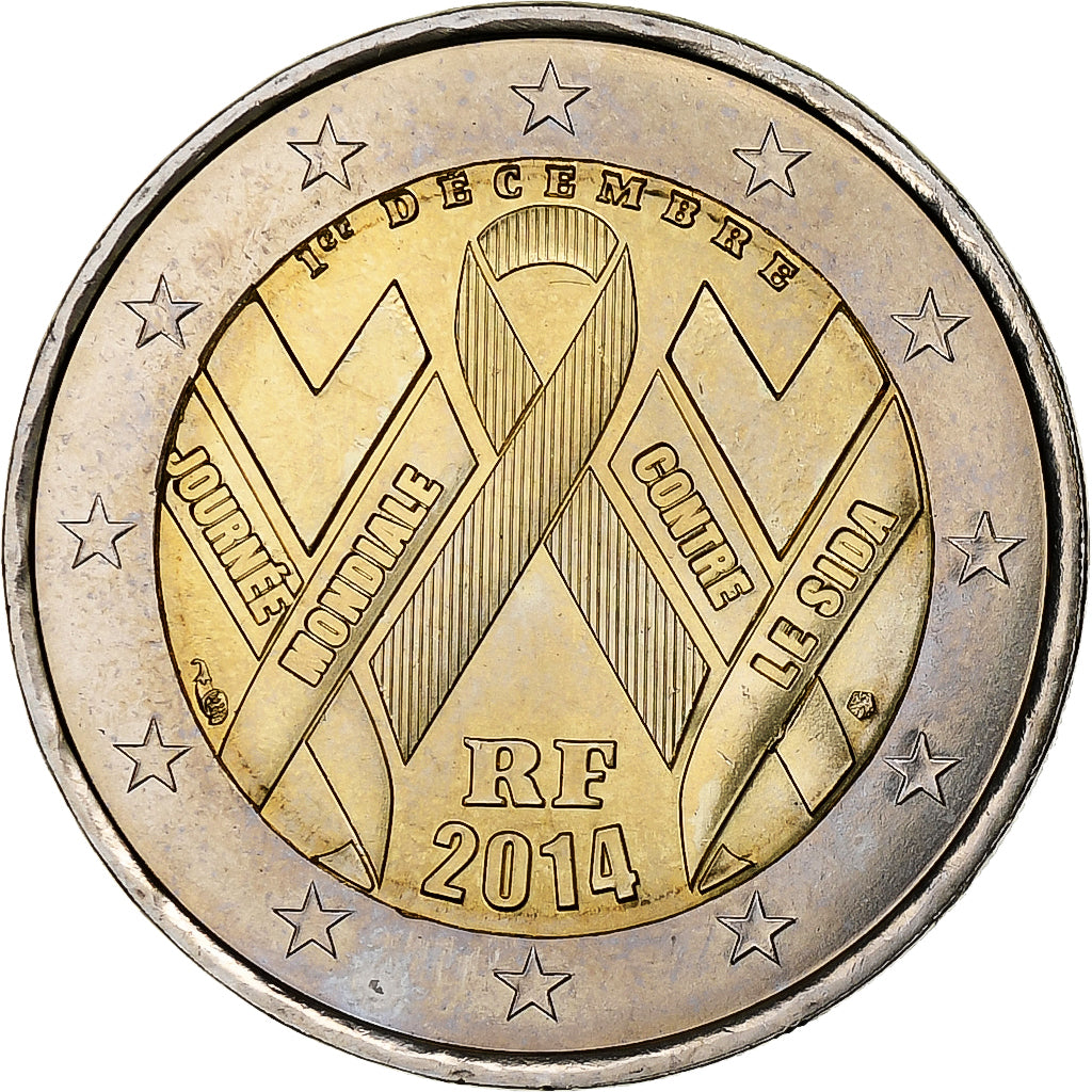 Francja, 2 Euro, Sida, 2014, MS(63), Bimetaliczny, Gadoury:19