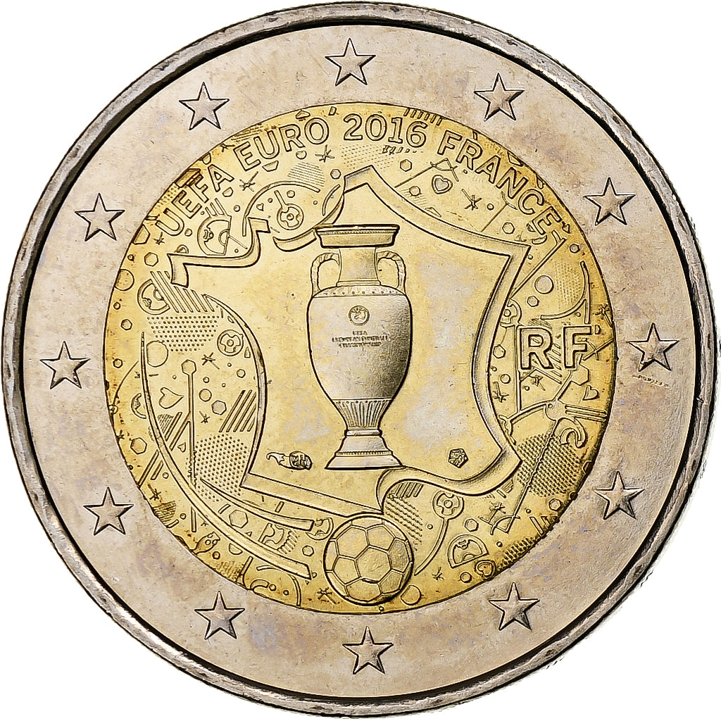 Francia, 2 Euro, UEFA Euro 2016, 2016, Paris, SPL, Bi-metallico