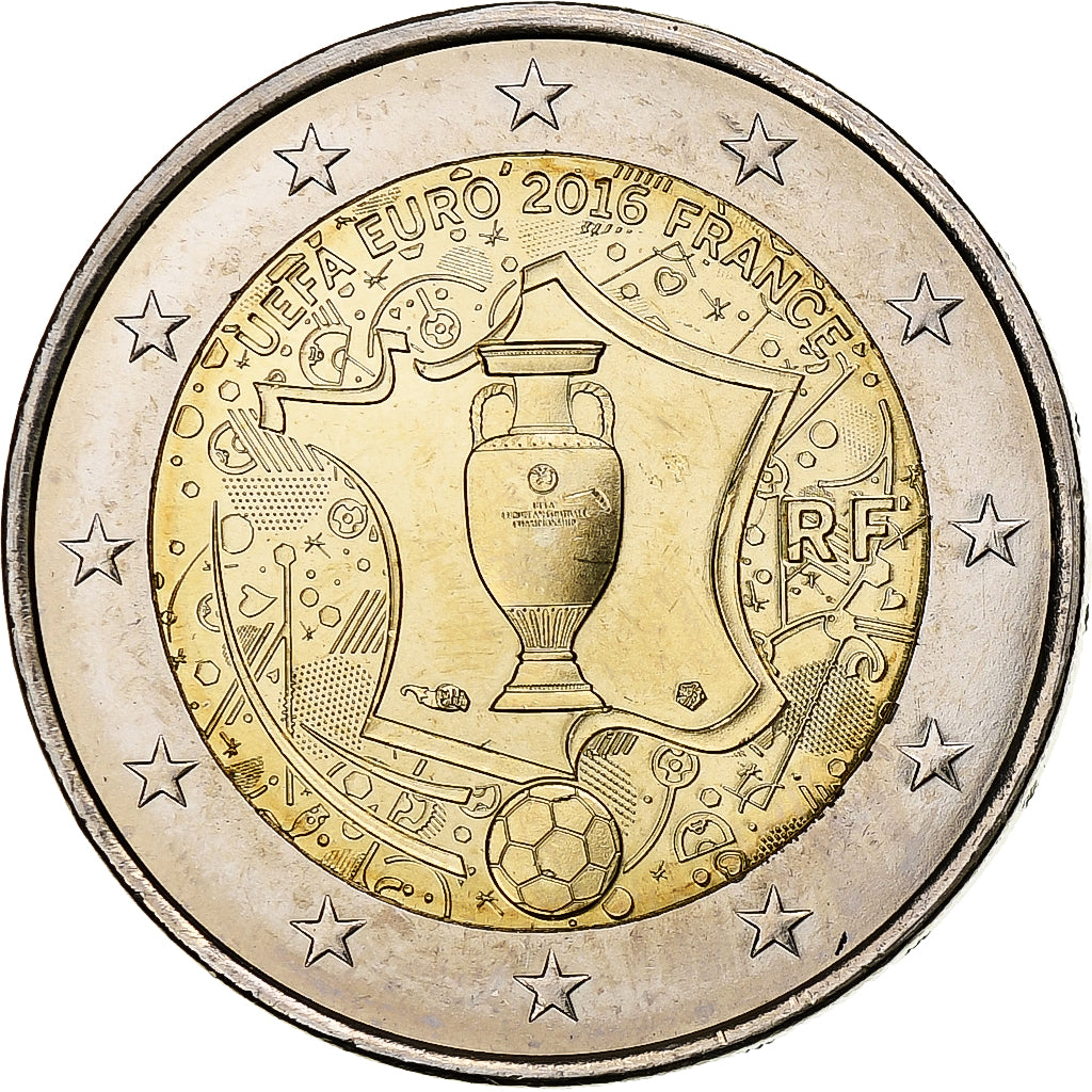 France, 2 Euro, UEFA Euro 2016, 2016, Paris, MS(63), Bi-Metallic