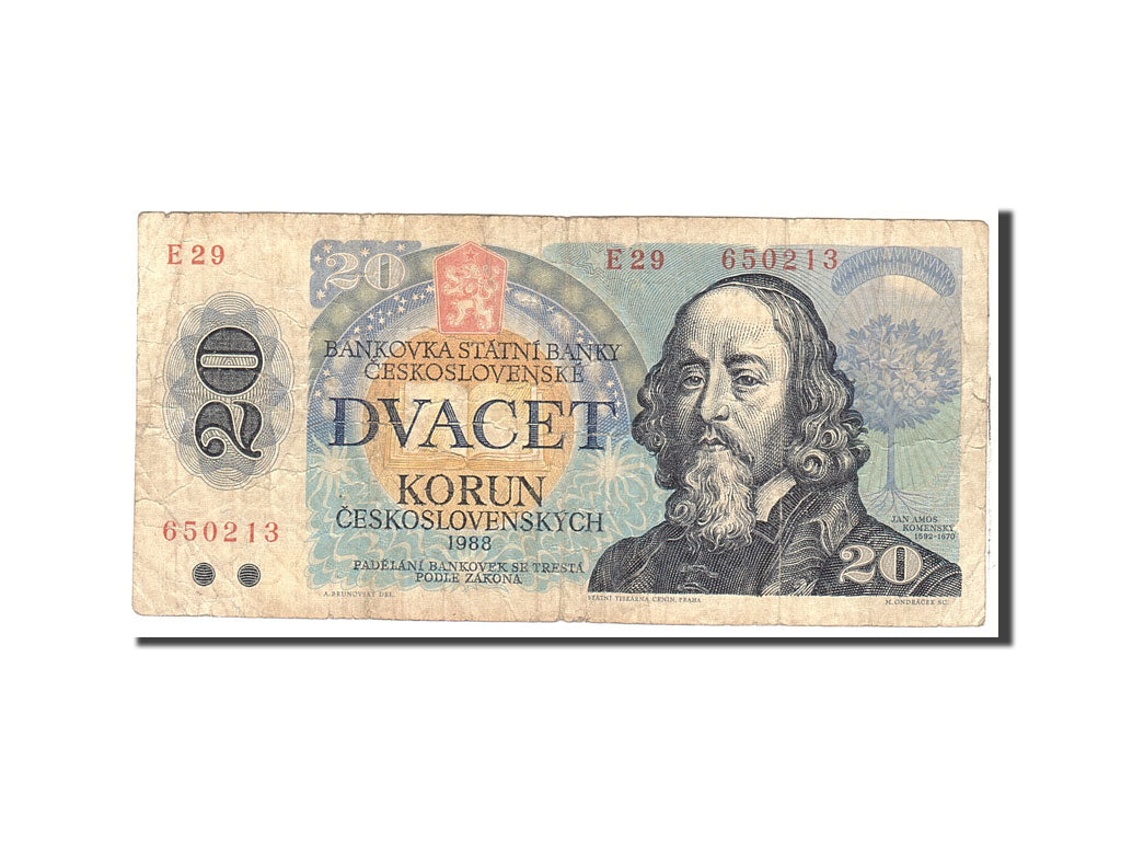 Banknote, Czechoslovakia, 20 Korun, 1988, Undated, KM:95, VG(8-10)