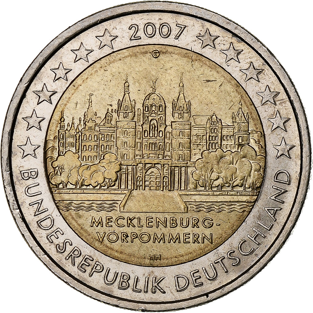 GERMANIA - REPUBBLICA FEDERALE, 2 Euro, Mecklembourg, 2007, Karlsruhe, BB+