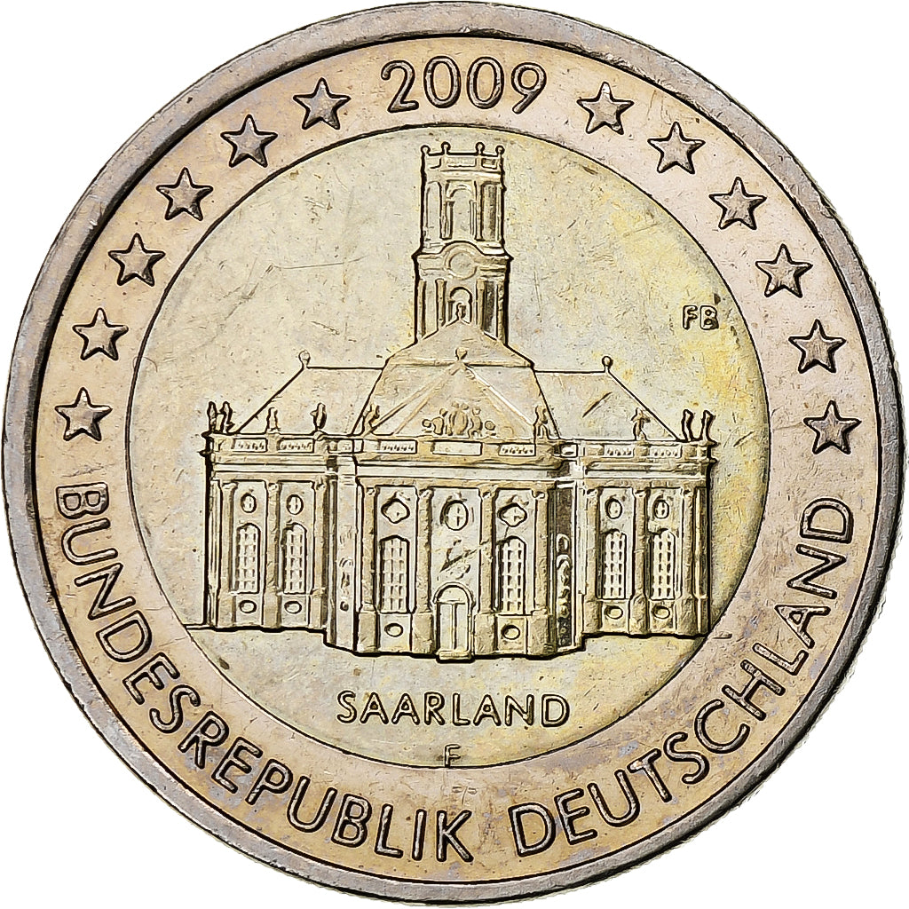 GERMANY - FEDERAL REPUBLIC, 2 Euro, Building in Saarland, 2009, Stuttgart