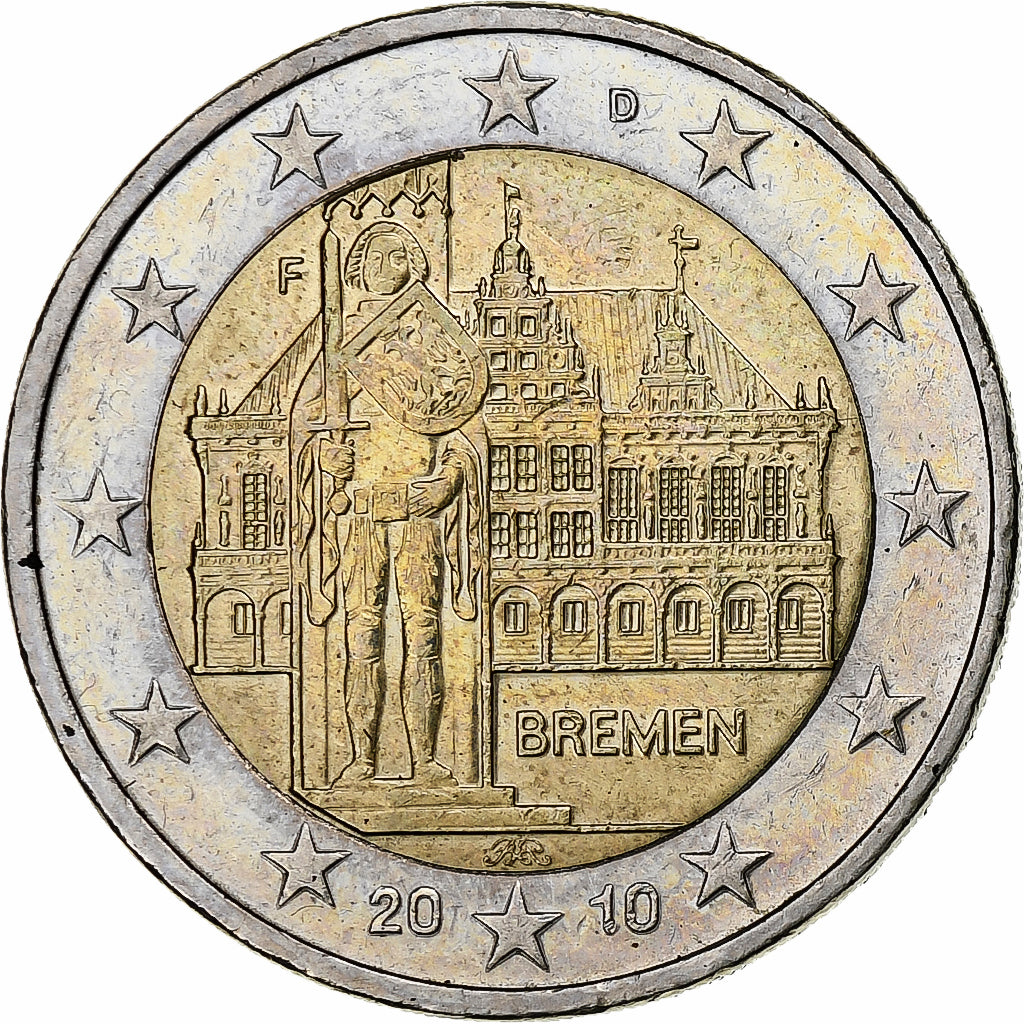 GERMANIA - REPUBBLICA FEDERALE, 2 Euro, Bremen, 2010, Stuttgart, BB+