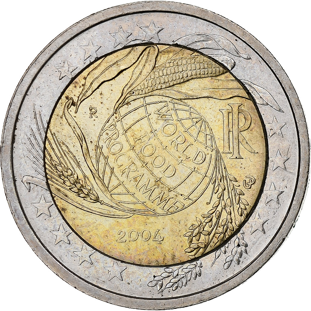 Włochy, 2 Euro, World Food Program globe, 2004, Rome, MS(60-62), Bimetaliczny