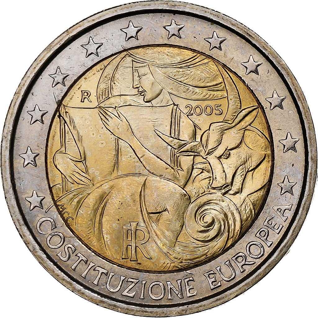 Italy, 2 Euro, European Constitution, 2005, Rome, MS(63), Bi-Metallic, KM:245