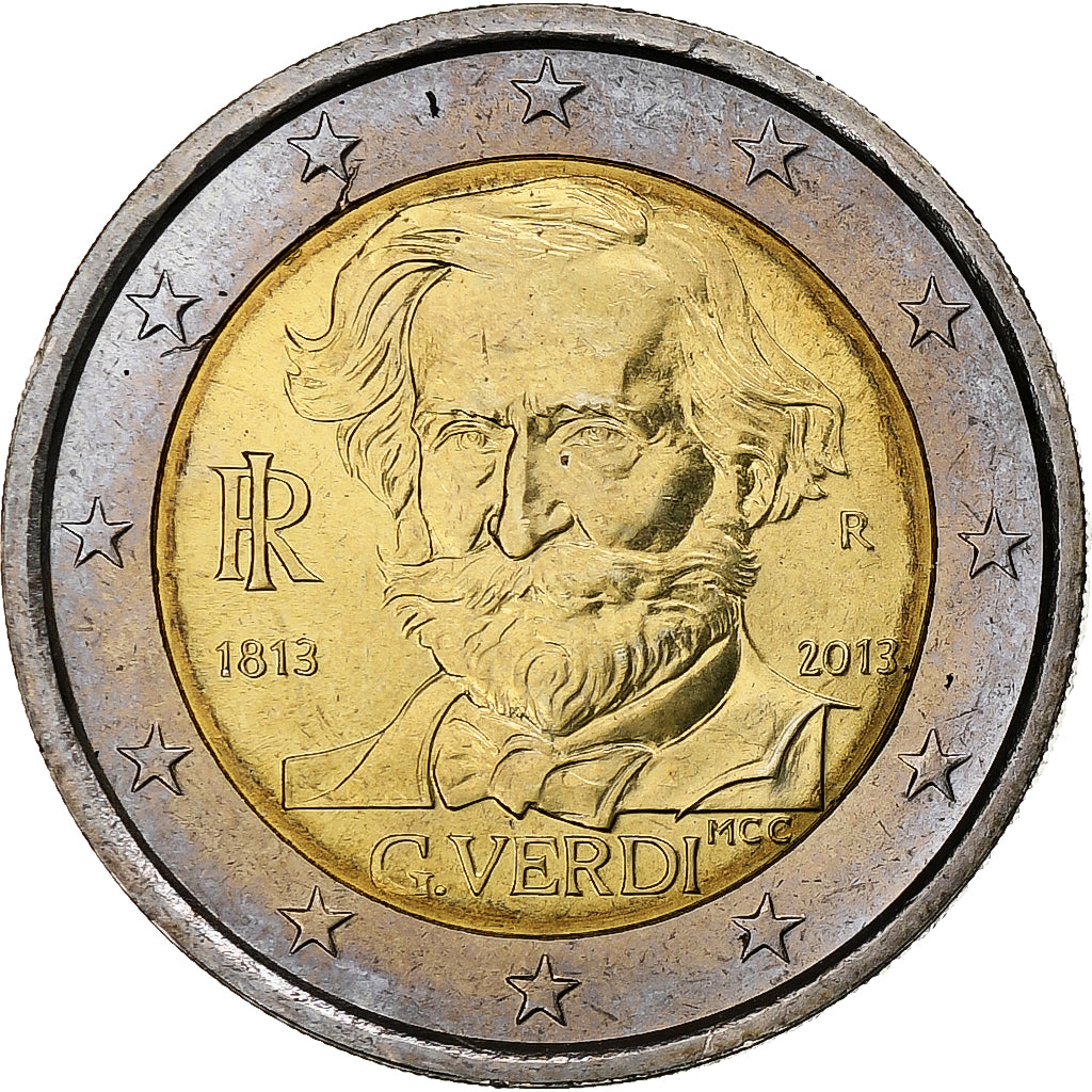 Italy, 2 Euro, G. Verdi, 2013, Rome, MS(63), Bi-Metallic, KM:New