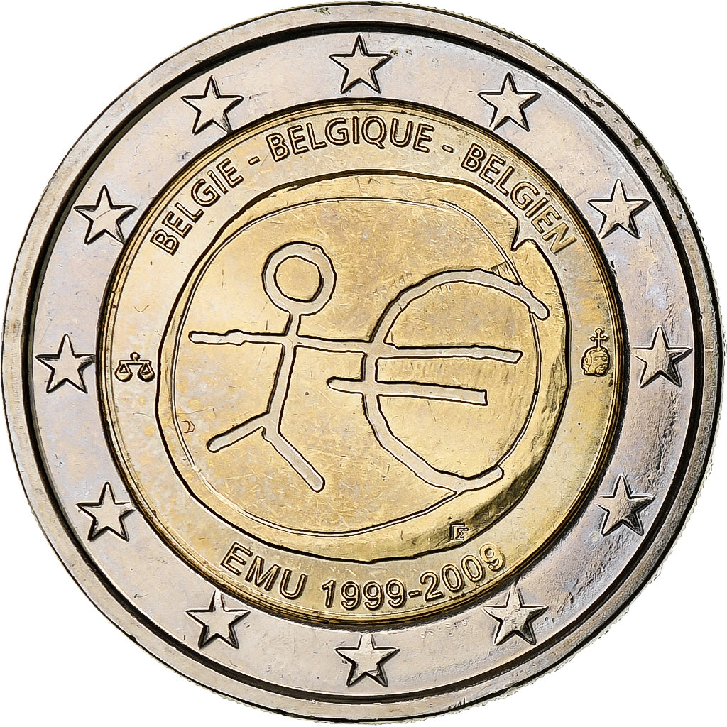 Belgique, 2 Euro, 10 th anniversary of emu, 2009, SUP+, Bimétallique, KM:282