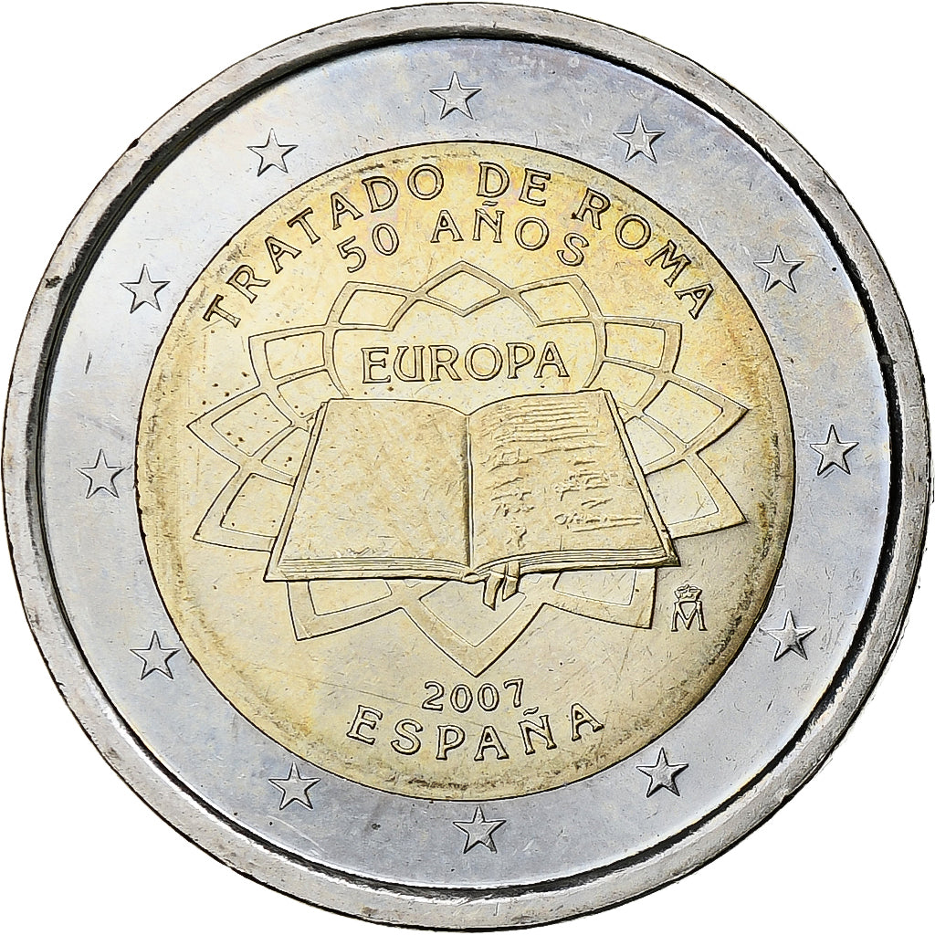 Spain, 2 Euro, Traité de Rome 50 ans, 2007, Madrid, MS(63), Bi-Metallic