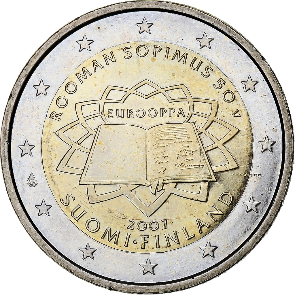Finland, 2 Euro, Traité de Rome 50 ans, 2007, MS(60-62), Bi-Metallic