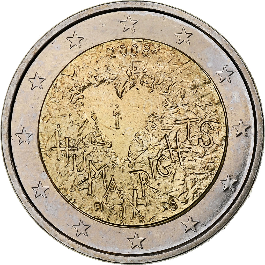 Finland, 2 Euro, Les Droits de L 'Homme, 2008, Vantaa, MS(63), Bi-Metallic