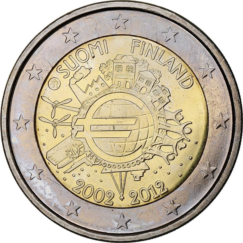 Finland, 2 Euro, 10 ans de l'Euro, 2012, MS(63), Bi-Metallic