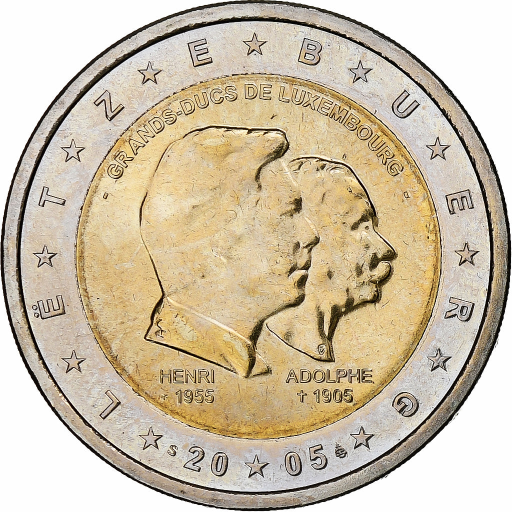 Luxemburgo, 2 Euro, Henri, Adolphe, 2005, Utrecht, SC, Bimetálico, KM:87